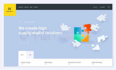 網站模板設計。現代矢量插圖的網頁設計概念為網站和移動網站的開發。易于編輯和自定義